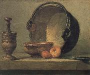 Jean Baptiste Simeon Chardin, Bowl two onion copper clepsydras and knife